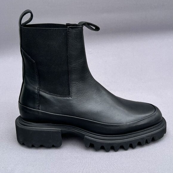 NEW AllSaints Harlee Lug Sole Chelsea Boots — Black Leather - Picture 2 of 12